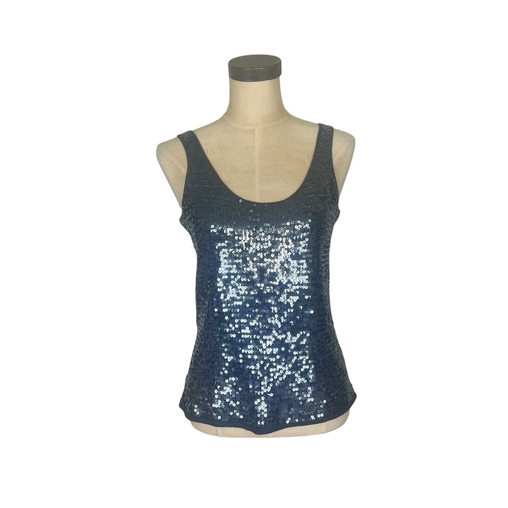 St. John black silk blend sequined women’s tank top SZ S